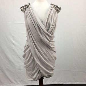 French Connection Gray Draped Mini Dress